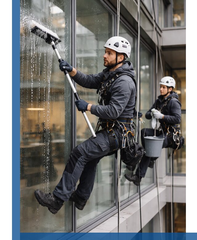 Профессиональная мойка витражей промышленными альпинистами в Видном