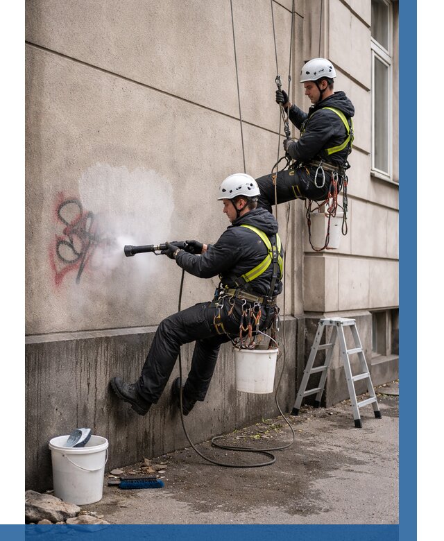 Удаление граффити с фасада в Видном от 4658 р. | ВЫСОТНИК-Вдн