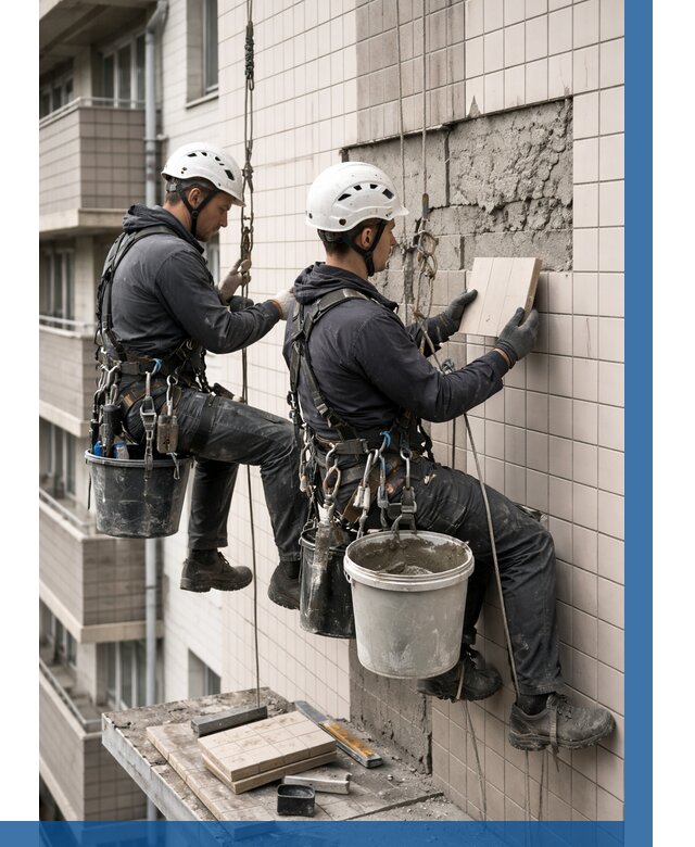 Ремонт облицовки фасада плиткой в Видном от 1863 р. | ВЫСОТНИК-Вдн