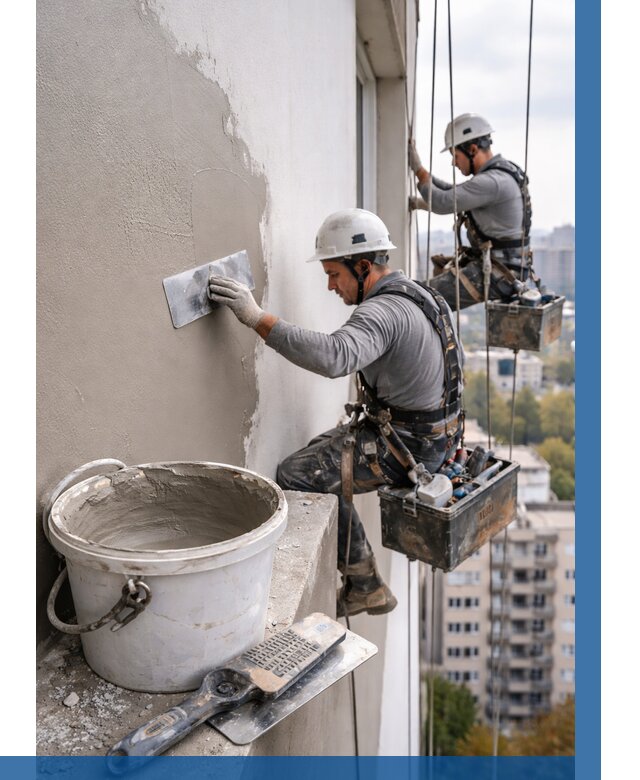 Шпаклевка фасада на высоте в Видном от 725 р. | ВЫСОТНИК-Вдн
