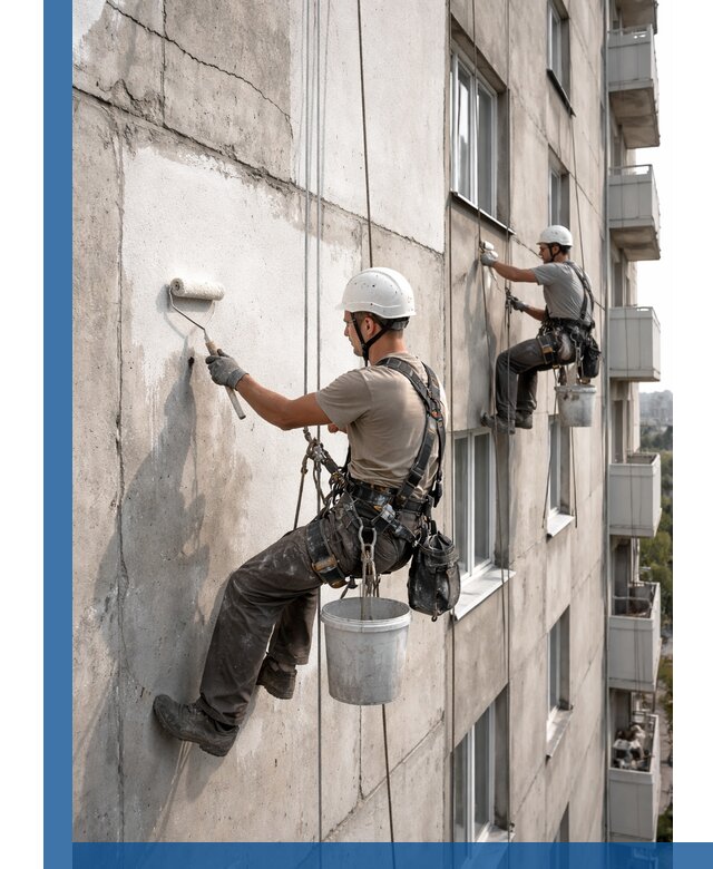 Покраска бетонного фасада в Видном для жилых и промышленных объектов