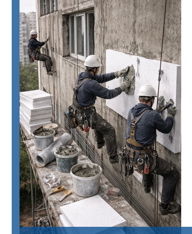 Утепление фасада пенополистиролом в Видном под ключ