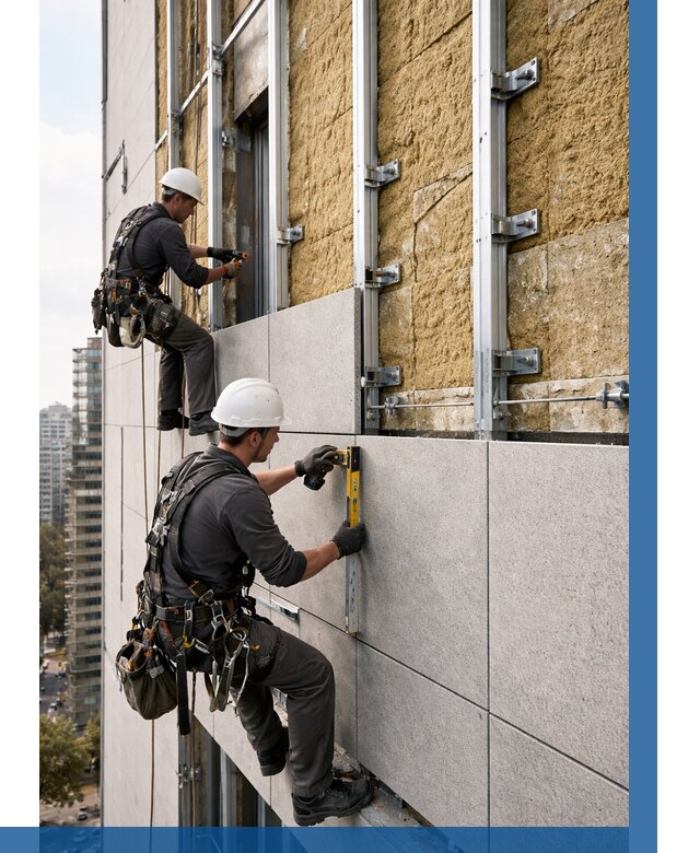 Монтаж вентилируемого фасада в Видном от 3623 р. | ВЫСОТНИК-Вдн