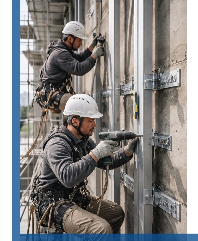 Монтаж и крепление подсистемы вентфасада в Видном