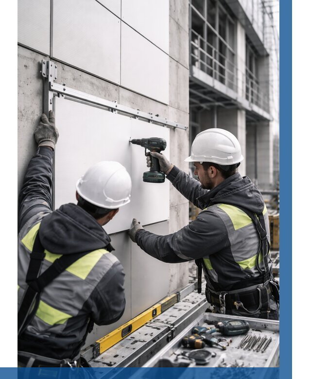 Монтаж композитных панелей фасада в Видном от 2588 р. | ВЫСОТНИК-Вдн