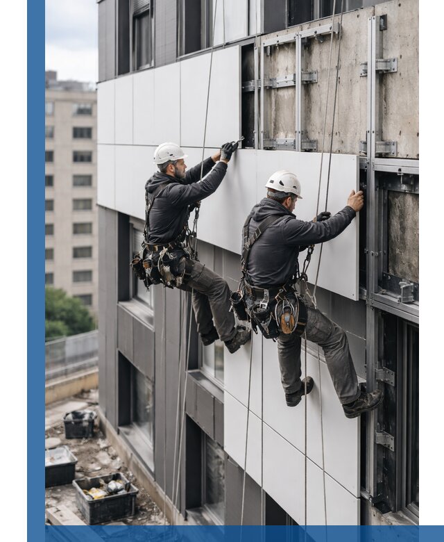 Монтаж композитных панелей фасада в Видном под ключ