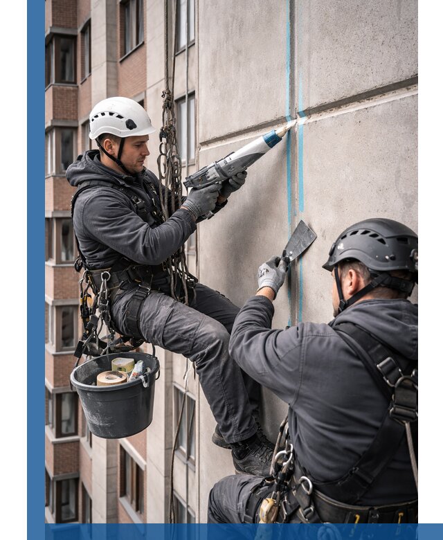 Вторичная герметизация швов фасада и кровли в Видном