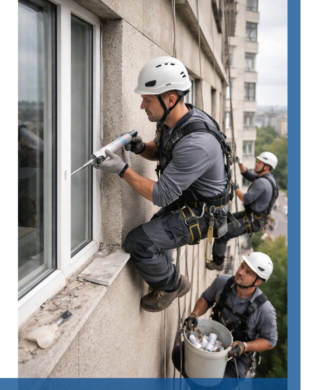 Герметизация оконных швов снаружи в Видном от 1553 р. | ВЫСОТНИК-Вдн