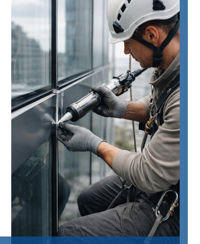 Герметизация стыков витража в Видном от 1242 р. | ВЫСОТНИК-Вдн