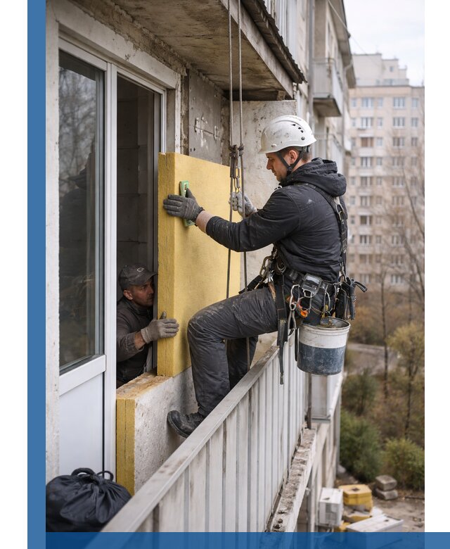 Профессиональное утепление балкона снаружи в Видном под ключ