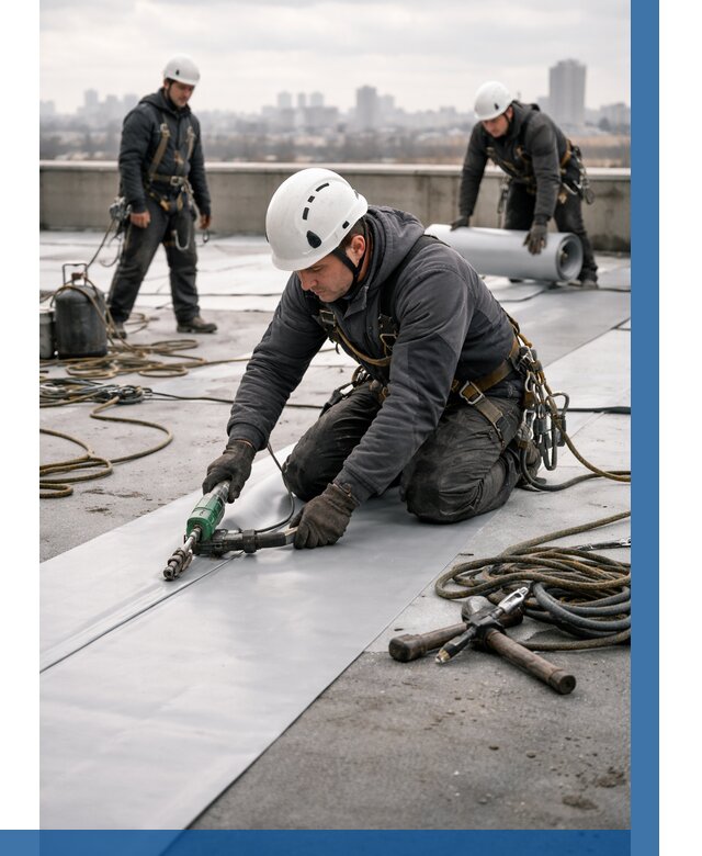 Ремонт мембранной кровли в Видном от 1863 р./м2 | ВЫСОТНИК-Вдн