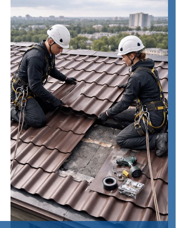 Ремонт металлочерепицы на крыше в Видном от 932 р. | ВЫСОТНИК-Вдн