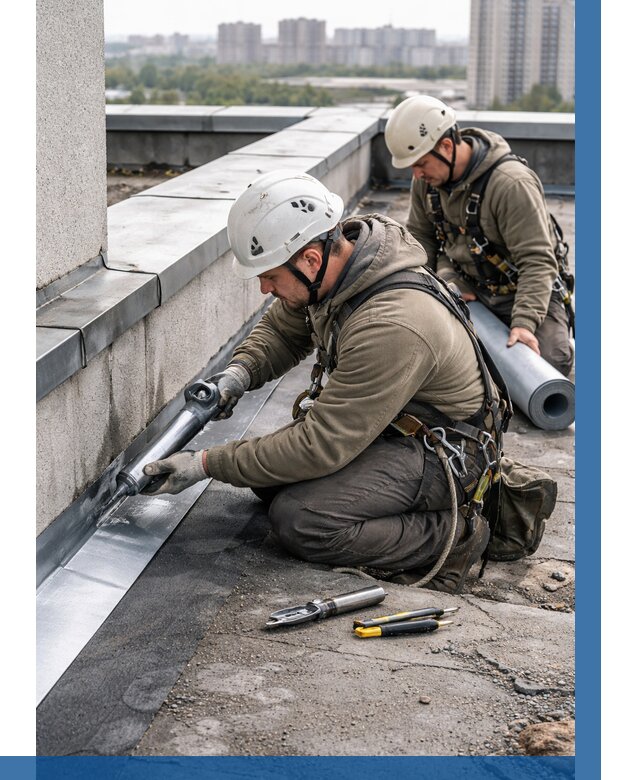 Ремонт кровельных примыканий в Видном от 1242 р. | ВЫСОТНИК-Вдн