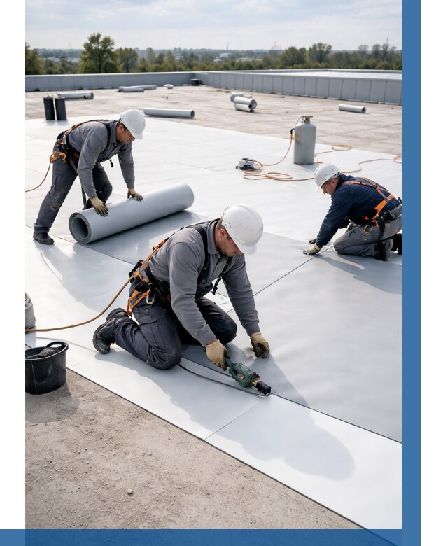 Монтаж мембранной кровли под ключ в Видном от 1242 р. | ВЫСОТНИК-Вдн
