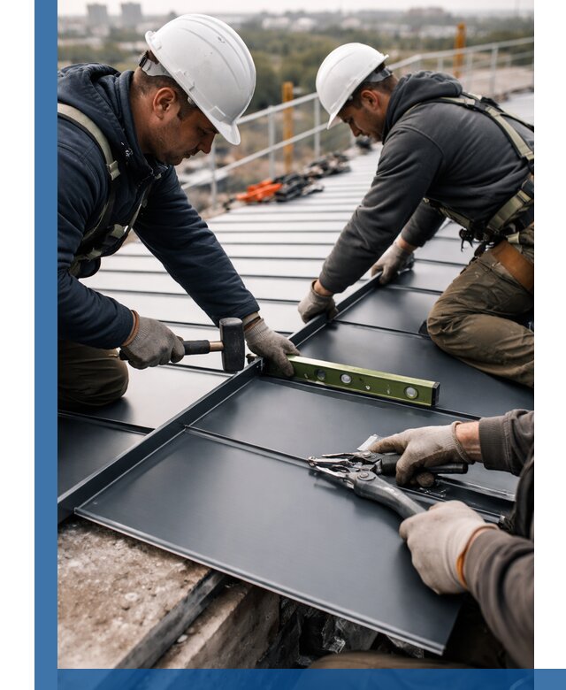 Монтаж фальцевой кровли в Видном для промышленных зданий