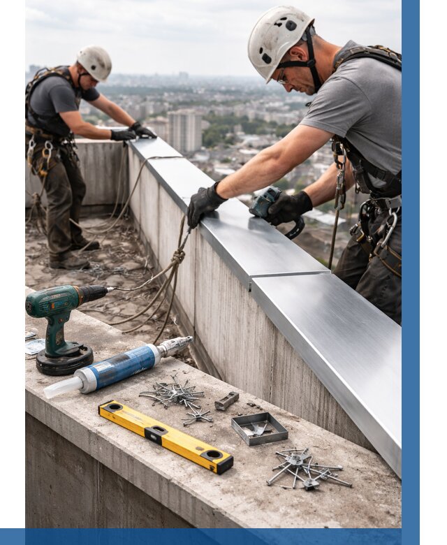 Монтаж парапетных крышек в Видном от 828 р. | ВЫСОТНИК-Вдн