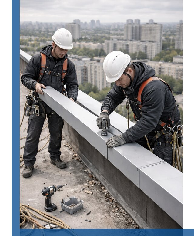 Монтаж парапетных крышек и ограждений кровли в Видном