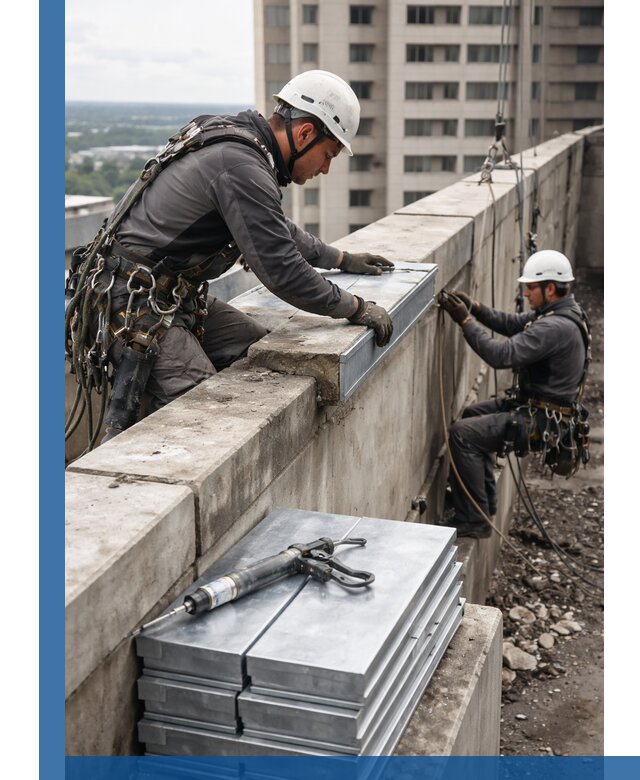 Замена парапетных крышек и установка новых в Видном
