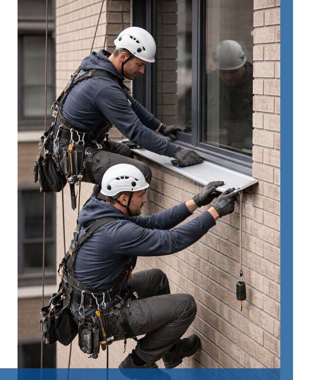 Монтаж оконных отливов под ключ в Видном от 3623 р. | ВЫСОТНИК-Вдн