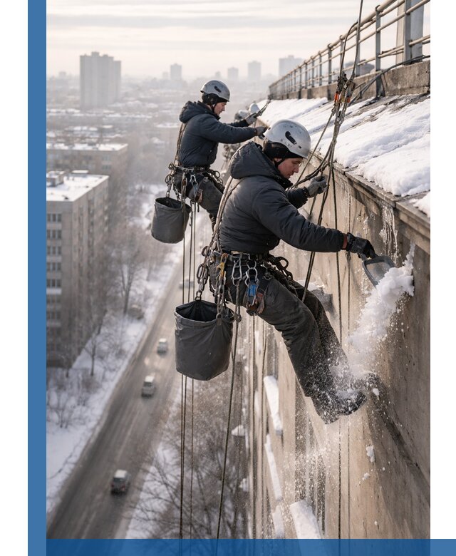 Очистка карнизов от снега в Видном профессионально и безопасно
