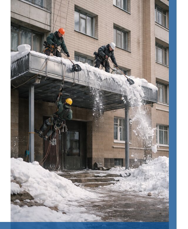 Очистка козырьков от снега в Видном от 3623 р. | ВЫСОТНИК-Вдн