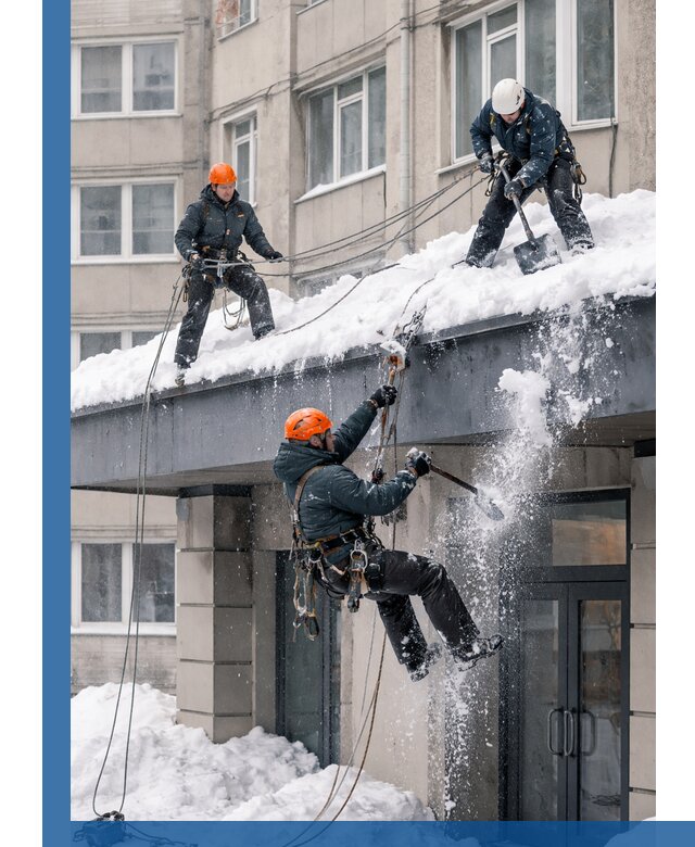 Безопасная очистка навесов от снега в Видном круглогодично