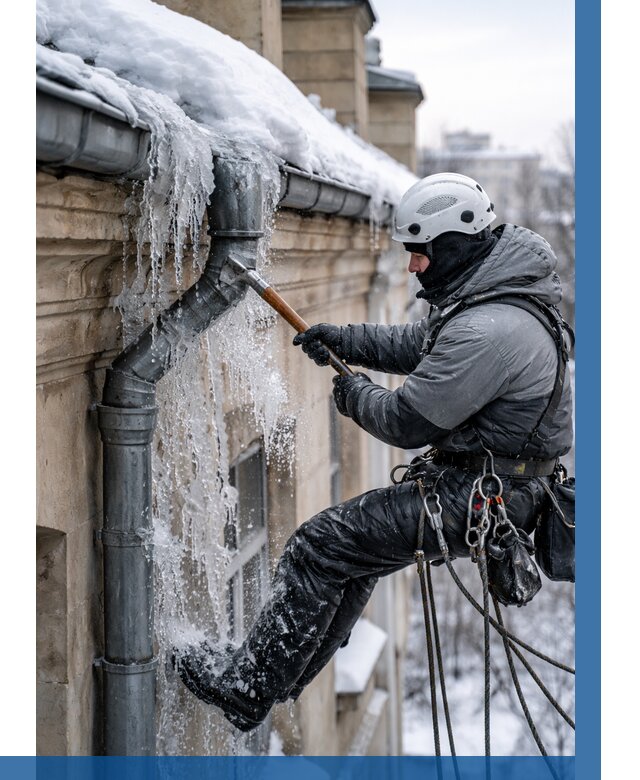 Очистка водостоков от льда в Видном от 3623 р. | ВЫСОТНИК-Вдн
