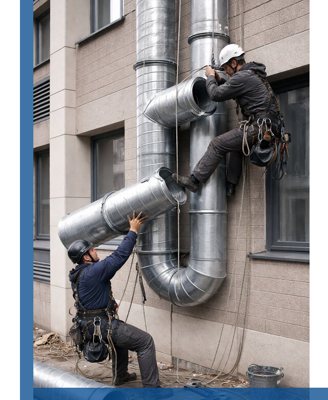 Монтаж фасадных воздуховодов в Видном с герметизацией и крепежом