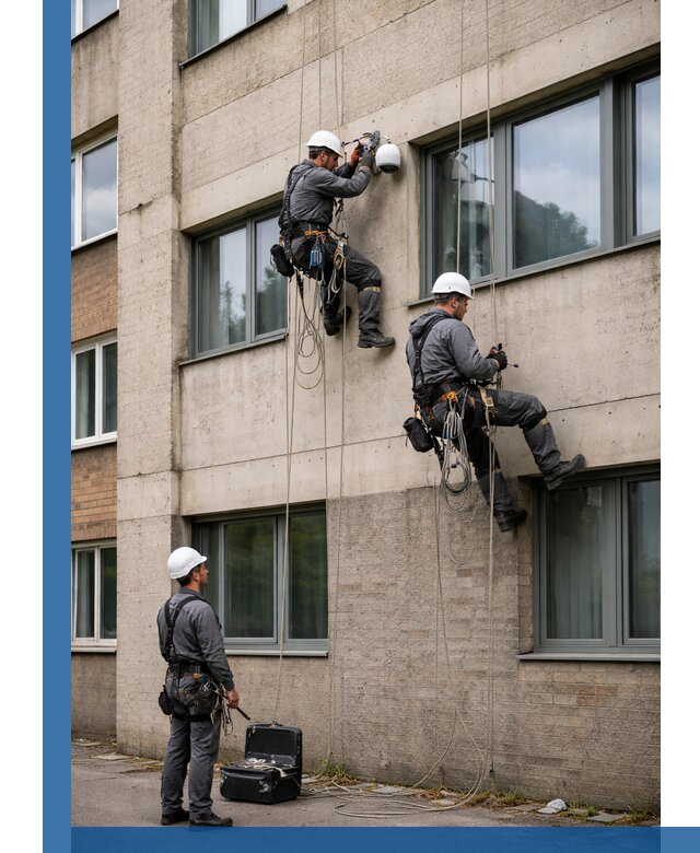 Монтаж фасадных камер видеонаблюдения в Видном под ключ