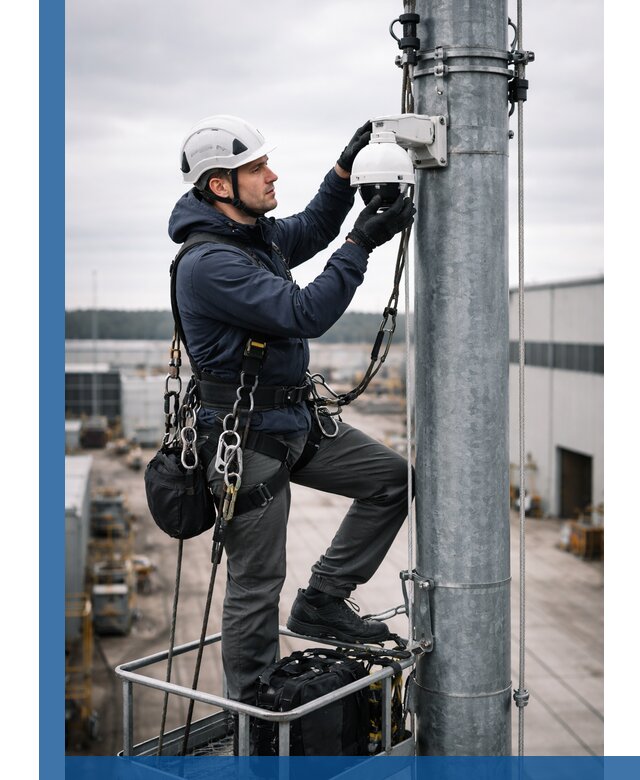 Профессиональная установка видеокамер на мачте в Видном