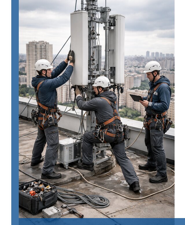 Монтаж антенн связи на крыше в Видном с вводом в эксплуатацию