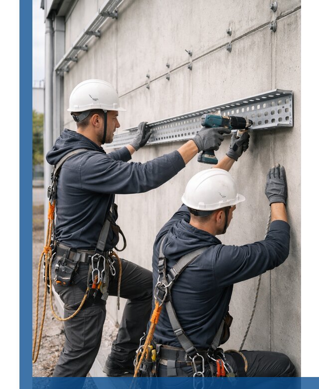 Монтаж кабельных лотков на фасаде зданий в Видном с гарантией