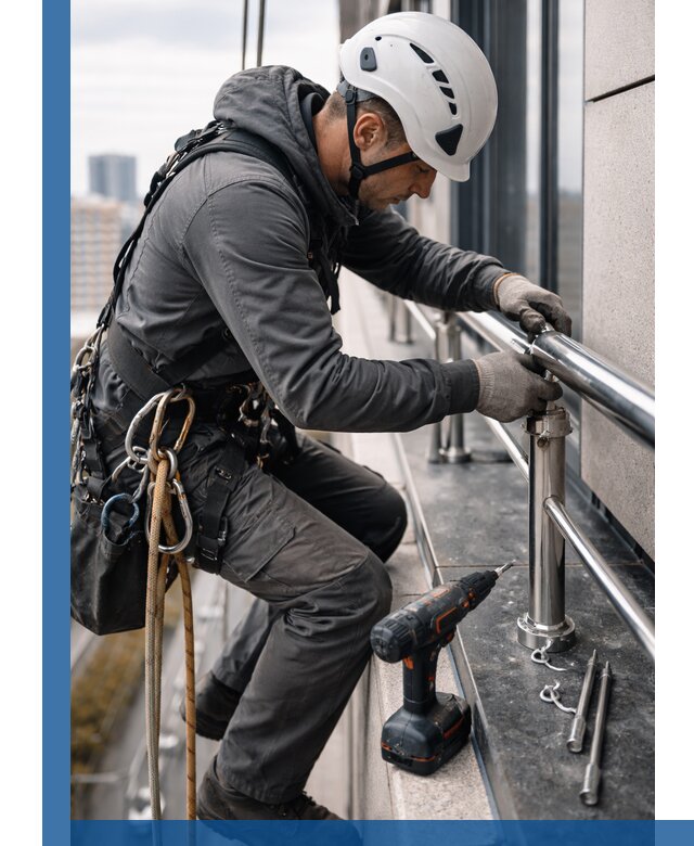 Монтаж ограждений на высоте в Видном для зданий и конструкций