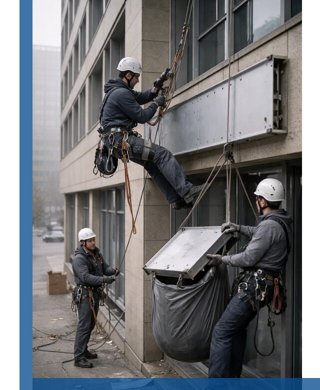 Демонтаж рекламной вывески с высотными работами в Видном