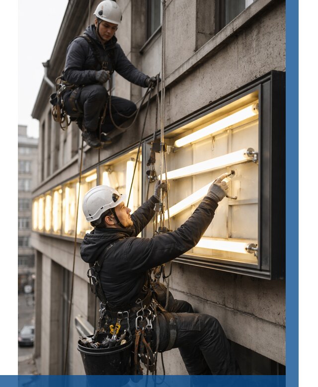 Замена ламп в вывеске в Видном под ключ от 3623 р. | ВЫСОТНИК-Вдн