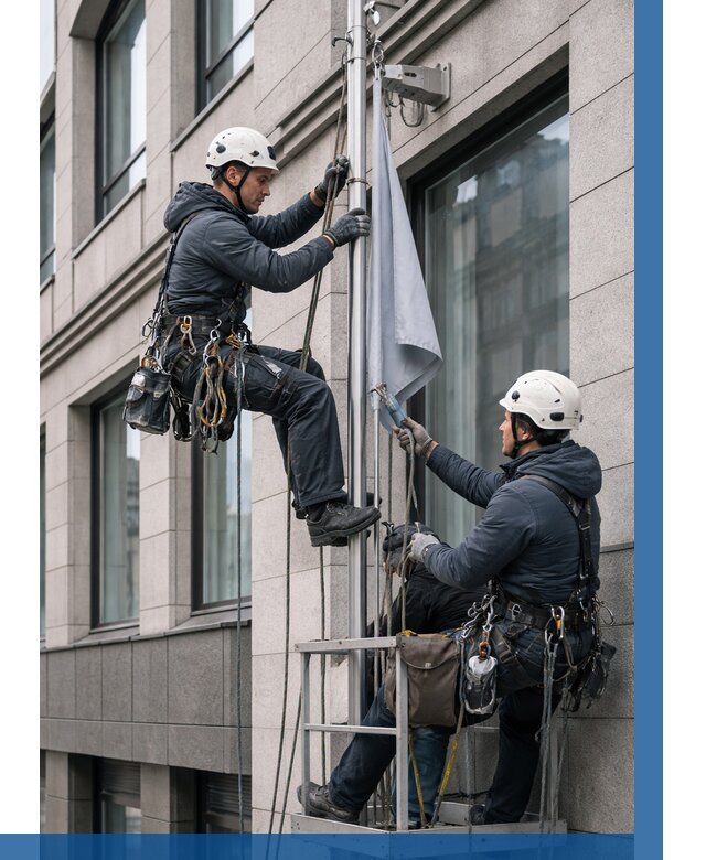 Установка флагов на фасаде в Видном от 4658 р. | ВЫСОТНИК-Вдн