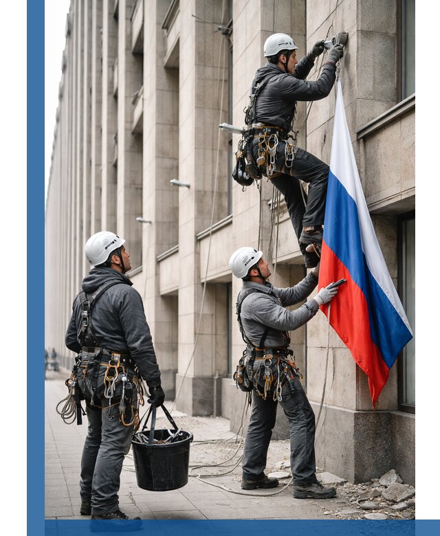 Профессиональная установка флагов на фасаде в Видном