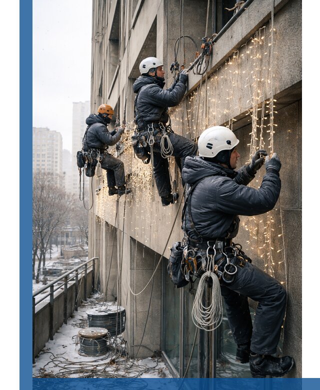 Монтаж новогодней иллюминации и украшение фасадов в Видном