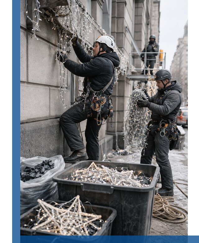 Демонтаж новогоднего оформления и гирлянд в Видном