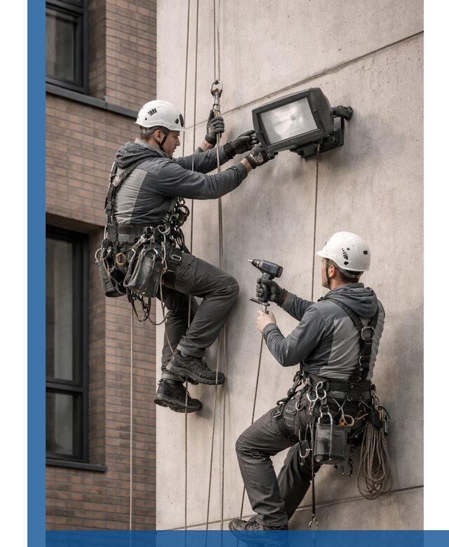 Профессиональный монтаж фасадных прожекторов в Видном под ключ