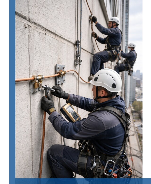 Монтаж системы заземления здания и молниезащиты в Видном