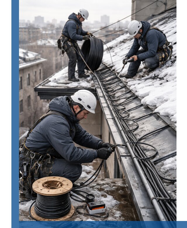 Монтаж греющего кабеля на кровле в Видном под ключ