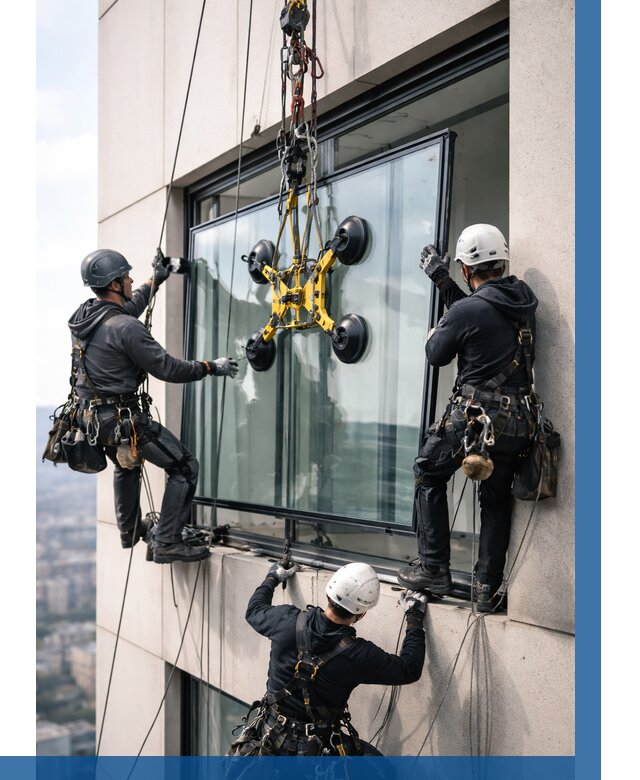 Монтаж стеклопакетов на высоте в Видном от 3312 р. | ВЫСОТНИК-Вдн