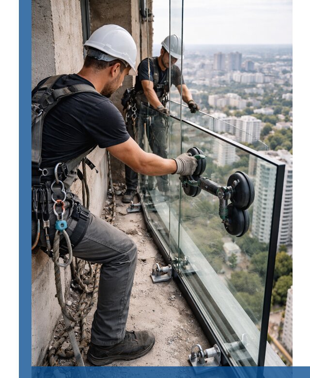Монтаж стеклянных ограждений под ключ с гарантией в Видном