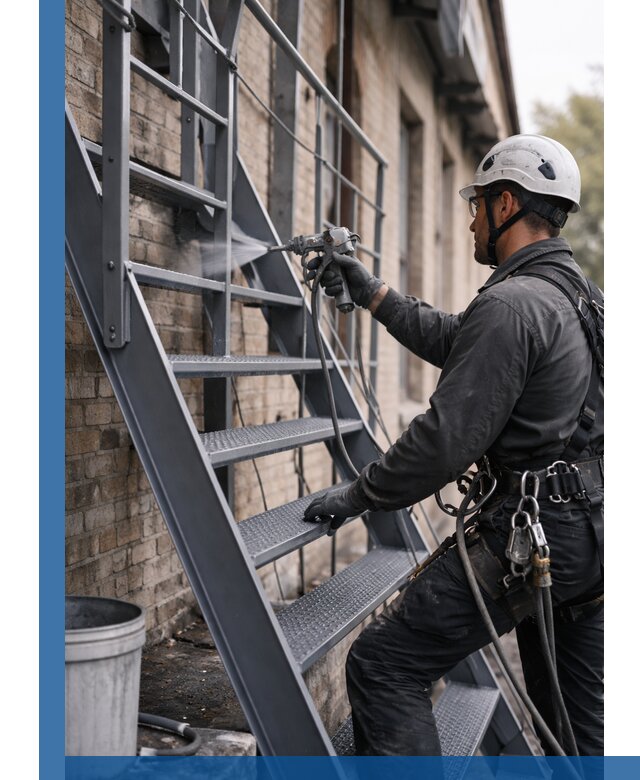 Покраска и антикоррозионная защита пожарных лестниц в Видном