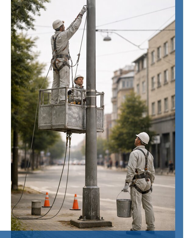 Покраска опор освещения в Видном от 5175 р. | ВЫСОТНИК-Вдн