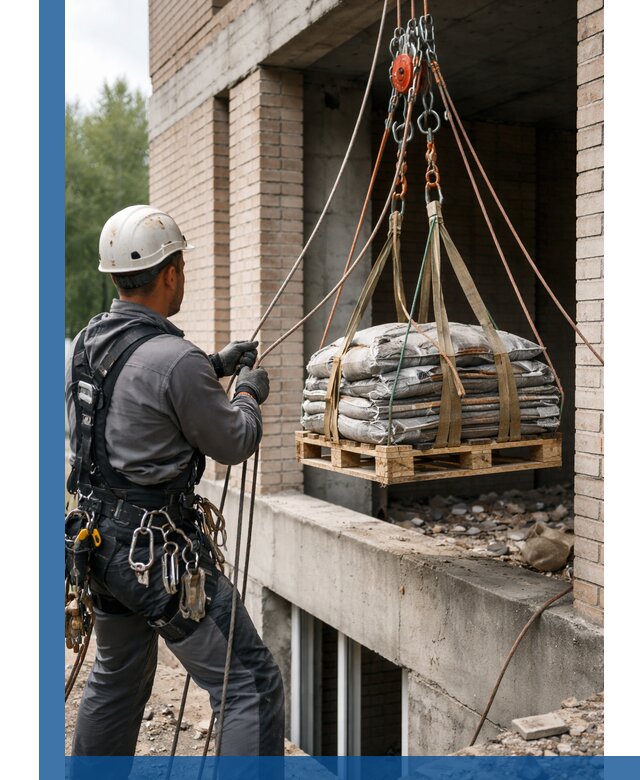 Подъем материалов на этаж веревками в Видном оперативно