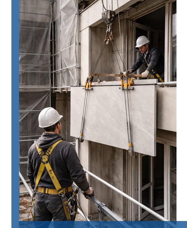 Подъем керамогранита на этаж в Видном грузчиками и техникой