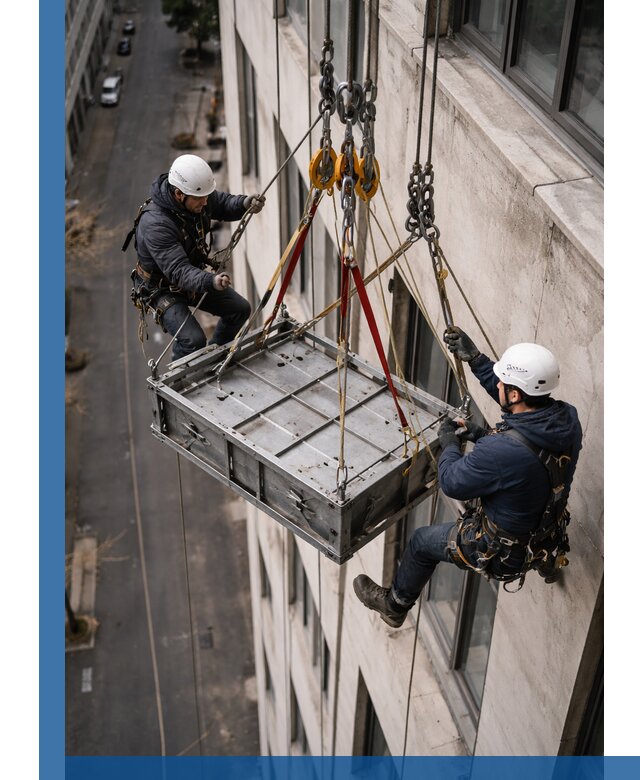 Спуск и подъем грузов по фасаду в Видном для зданий