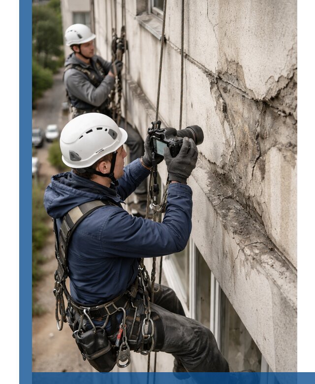 Фотофиксация дефектов фасада с высотной съемкой в Видном